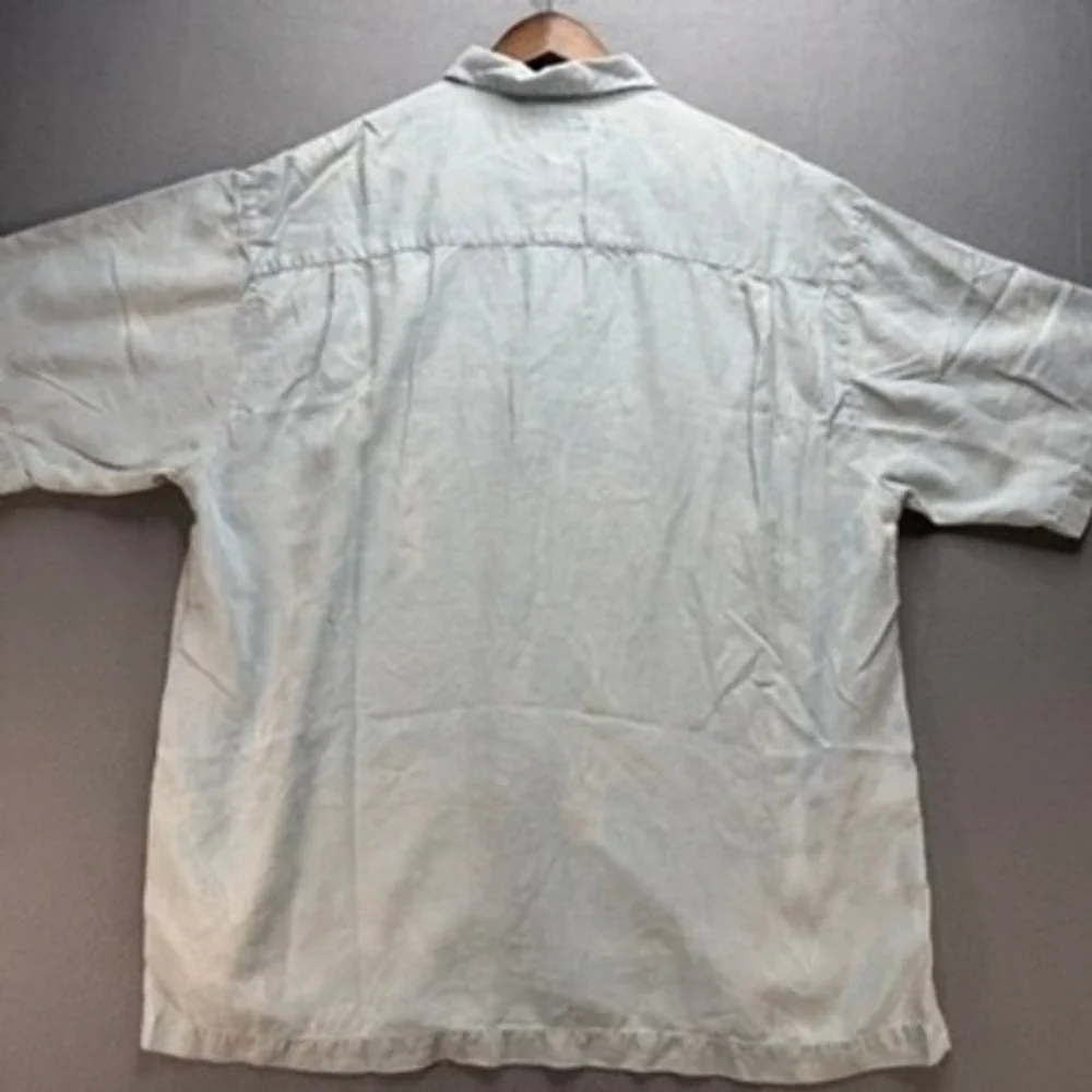 Tommy Bahama Button Up Mens XL‎ Palm Tree Silk Camp Shirt Tropical Embroidered